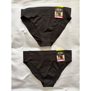 NEW Maidenform Seamless High Leg Bikini Black Women's DM2317 Size Medium 2 Pair
